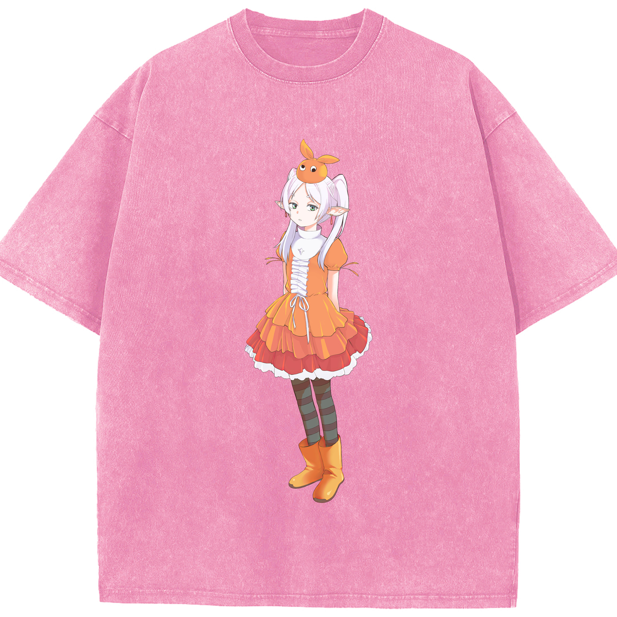 （画像用） 葬送のフリーレン Frieren 綿100% ヴィンテージ風 半袖Tシャツ（フロントプリント）
